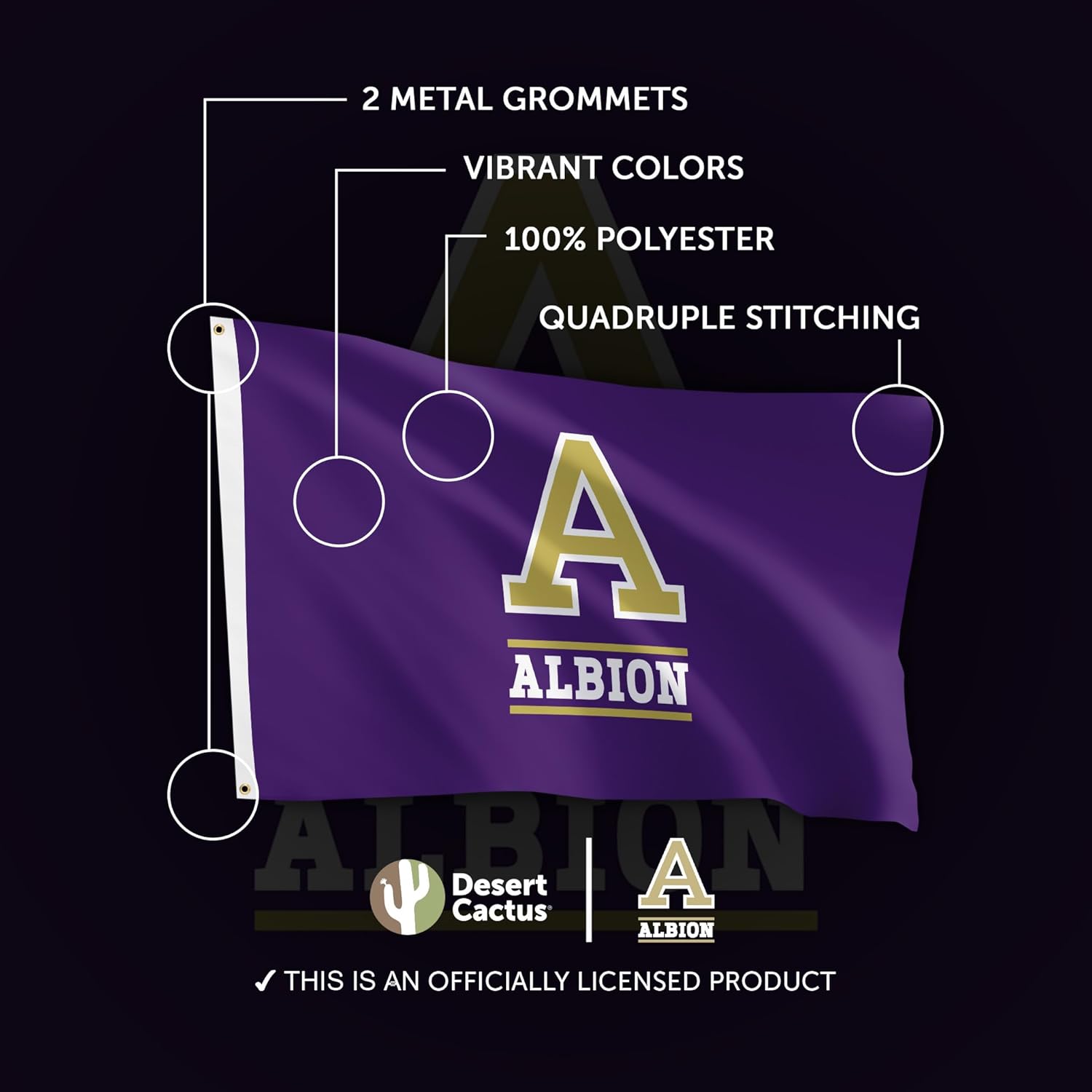 Desert Cactus Albion College AC Flag - 3 x 5 Feet Britons Banner, Indoor/Outdoor Durable Fabric, 100% Polyester Design (Style 1) - Image 4