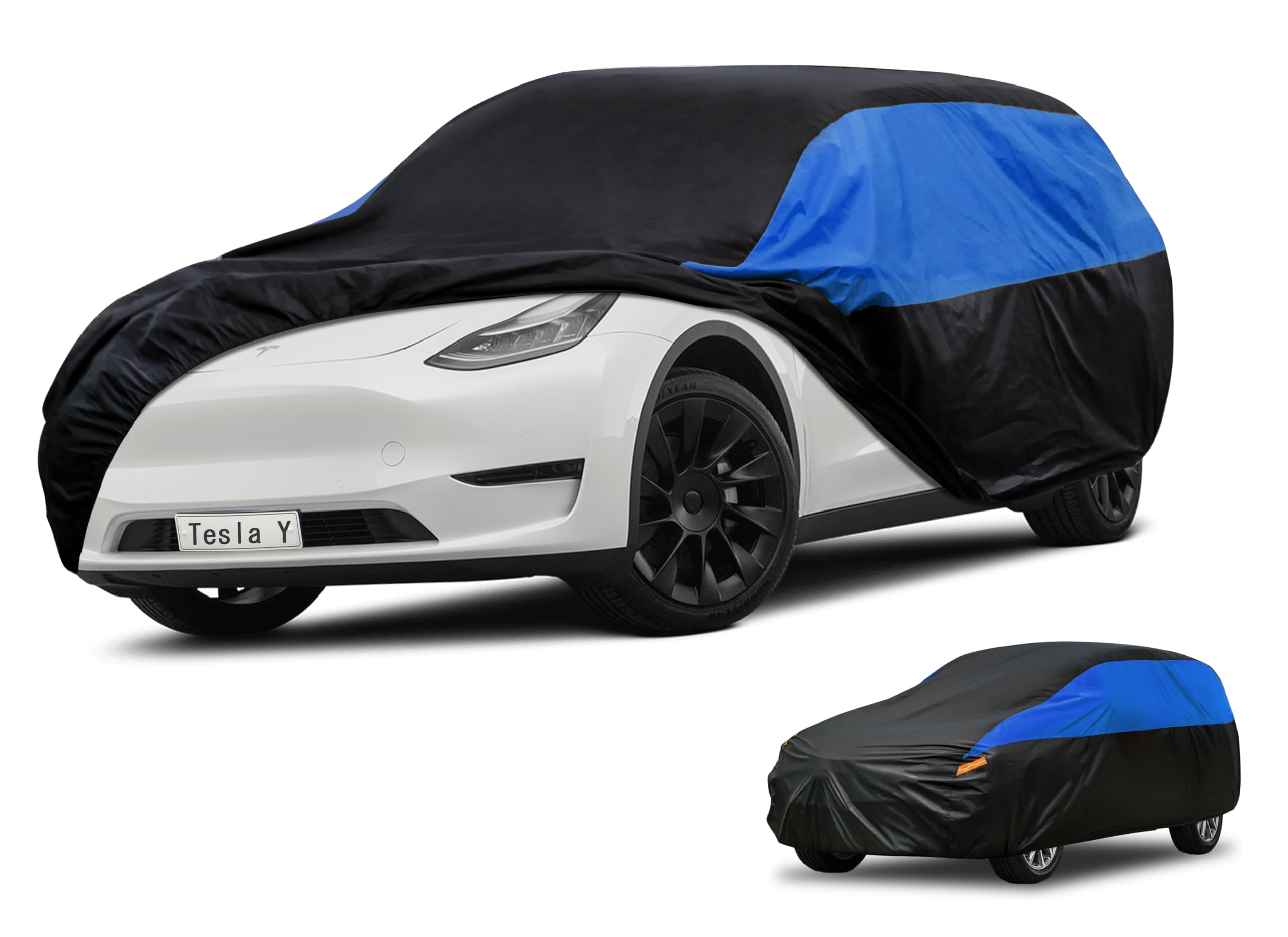 GUNHYI Tesla Car Cover Custom Fit Tesla Y Waterproof All Weather, Lightweight Full Exterior Cover for Automobiles Outdoor Sun UV Rain Dust Snow Wind Protection.