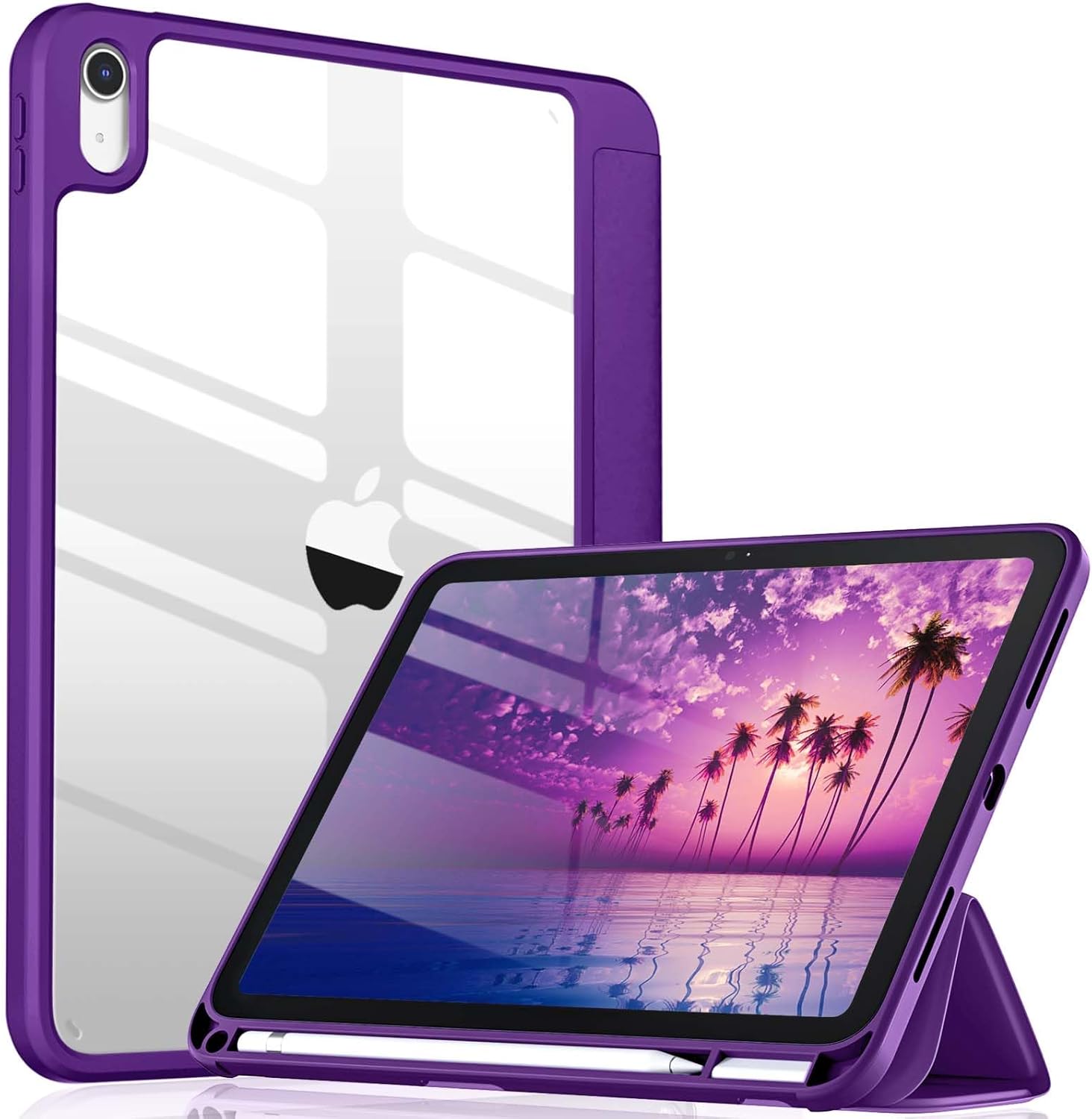 Wenlaty Compatible with iPad (A16) 11th Generation Case 11 Inch 2025, for iPad 10th Generation Case 10.9 Inch 2022 with Pencil Holder, Trifold Stand Protective Cover, Auto Wake/Sleep, Purple