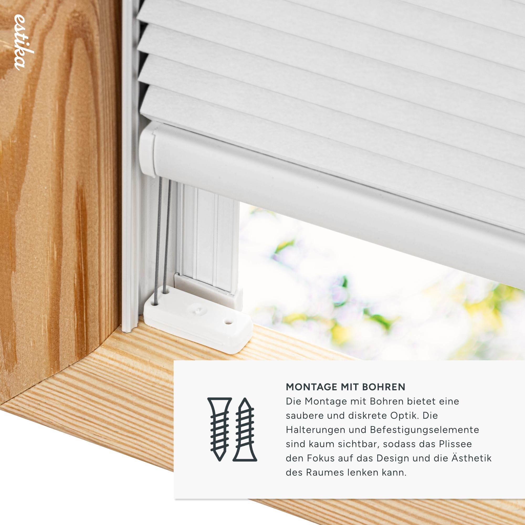 Estika Store plissé pour fenêtre de Toit avec perçage pour fenêtres Velux - Modèle: SK06 - Couleur du Tissu: Blanc - Store intérieur plissé pour Les fenêtres de Toit