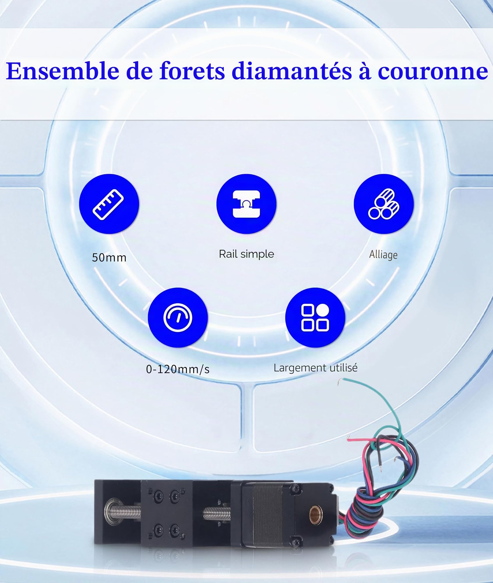 Gugxiom Mini Actionneur de Glissière de Guidage de Rail Linéaire,Moteur Pas à Pas 28,Course Efficace de 50mm,Actionneur de Scène LinéairexY Z,Actionneur de Glissière de Guidage de Gugxiomp507tnmsxf
