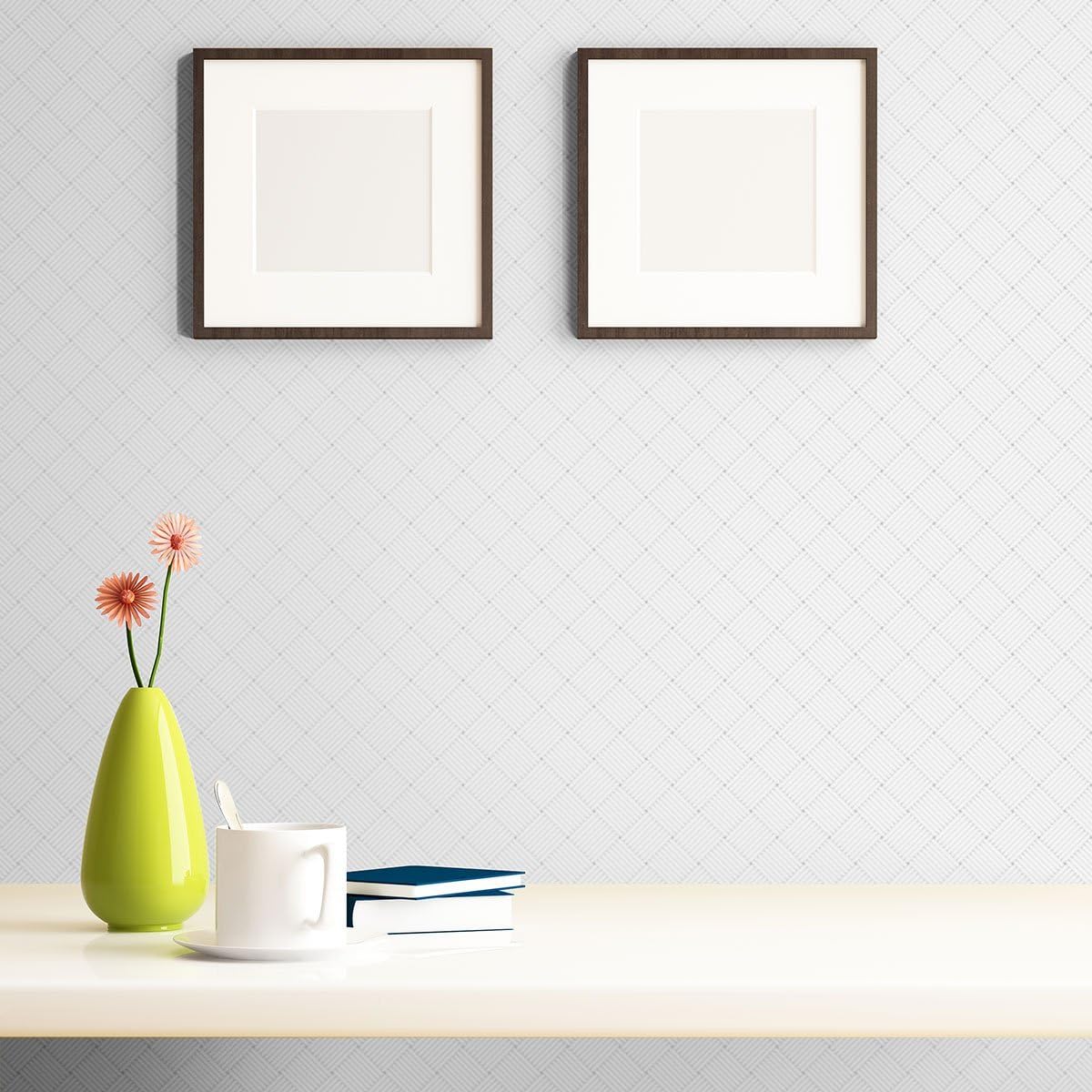 Walls By Me Peel and Stick White Imitation Removable Wallpaper 9272-2ft x 4ft (61x122cm)