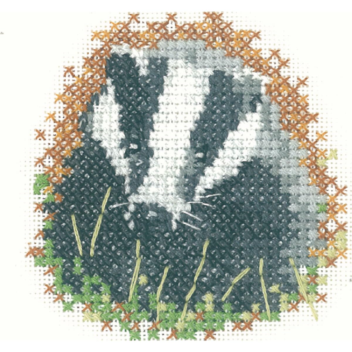 Heritage counted cross stitch kit Aida ""Badger (A)"", LFBG1115-A, 6,5x6,5cm, DIY