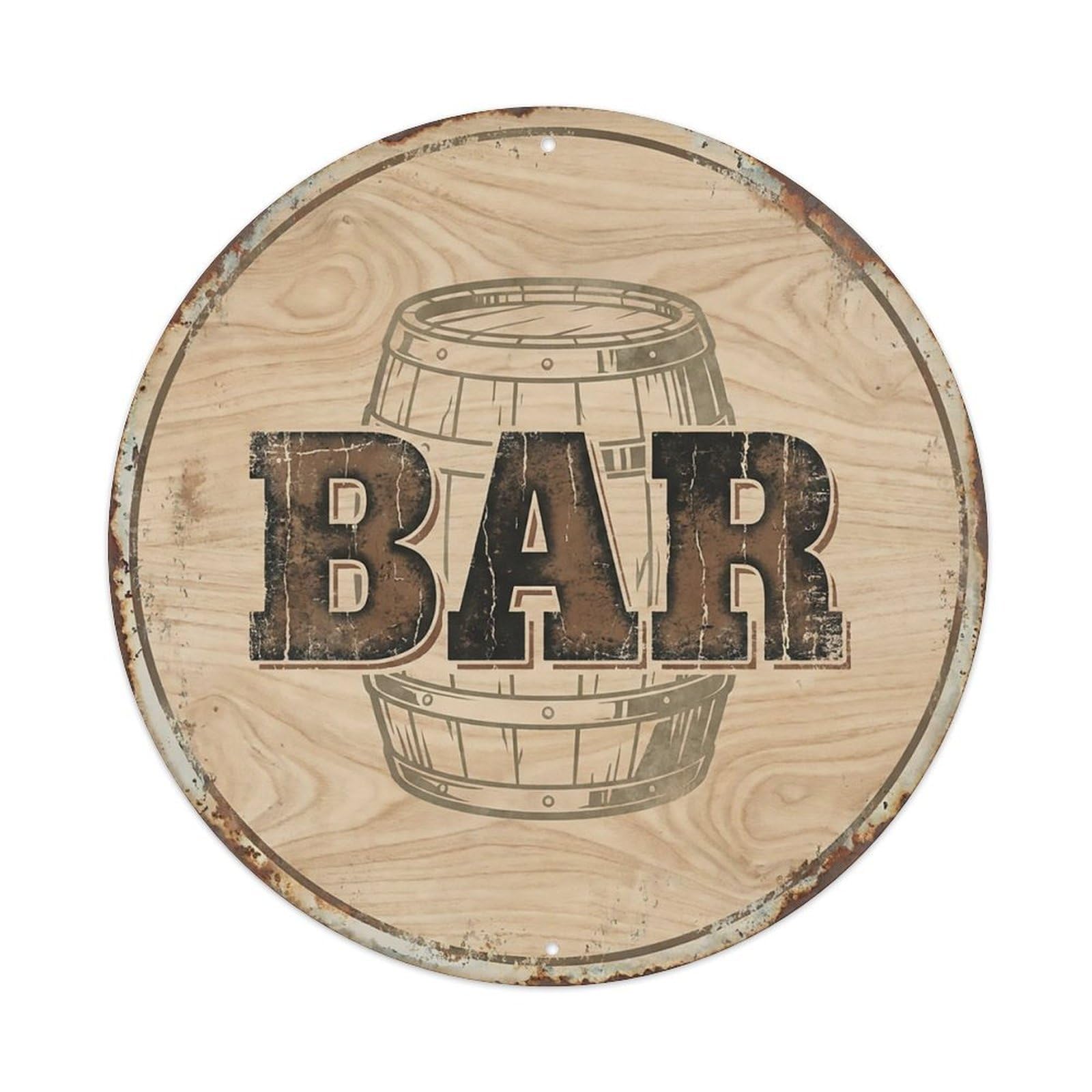 Vintage Beer BAR Sandalwood Tone Retro for Pub Metal Tin Sign