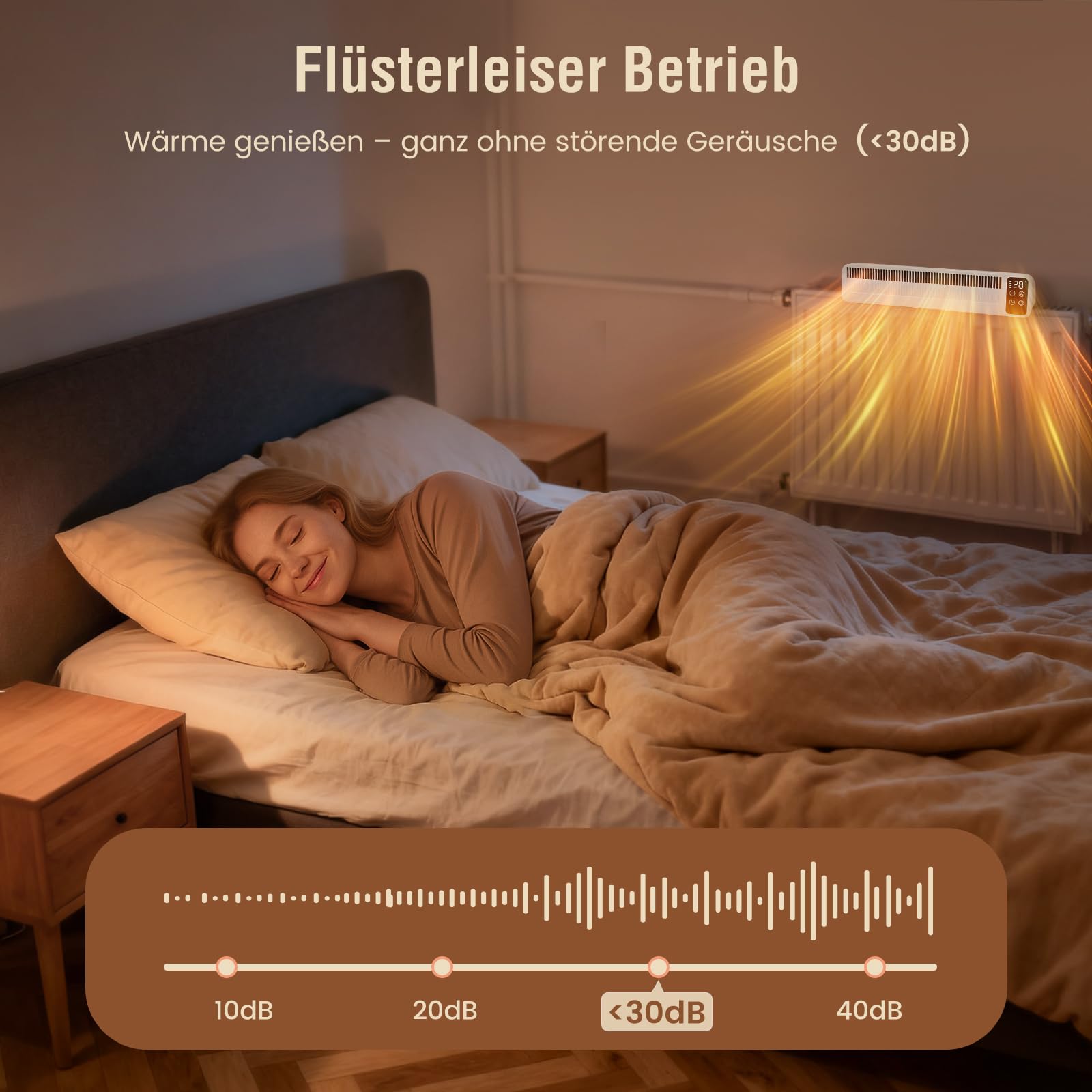 Heizkörper Ventilator mit 3 Lüftern, SURAIELEC Heizungsventilator mit Magnetischer Befestigung, 3 Geschwindigkeiten & Auto-Modus, 5200mAh Akku, USB-C, Temperaturanzeige, Weiß, CE Zertifiziert