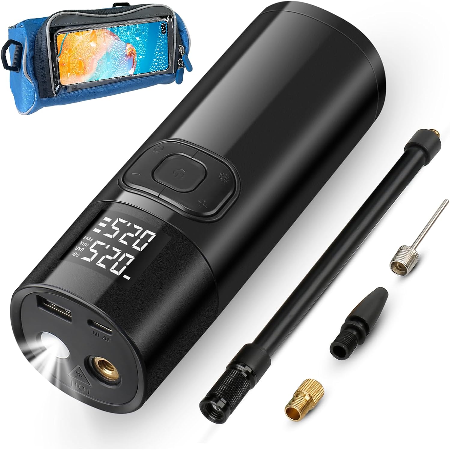 Elektrische Luftpumpe 150PSI Mit 6000mAh Akku - Fahrradpumpe Für Auto, Motorrad & Bike