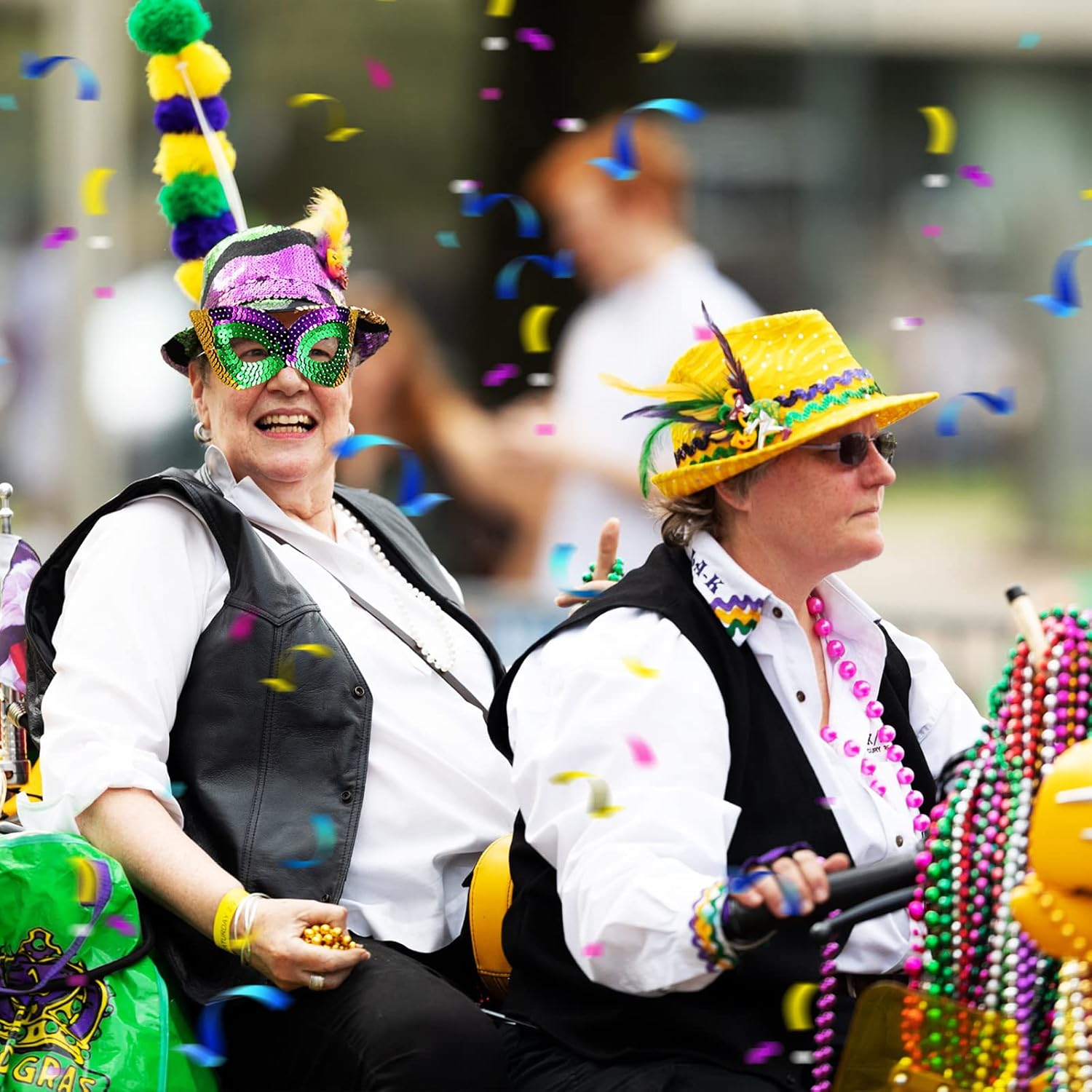 Hanaive 50 Pcs Mardi Gras Masks for Women Mardi Gras Sequin Shining Mask Bulk Masquerade with Elastic Band Photo Props Decorations for Party - Image 6