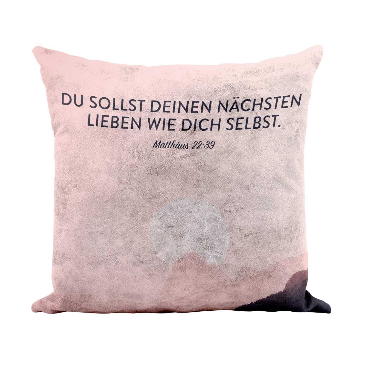 Coussin similicuir blanc texturé 40x40 cm déhoussable verset biblique