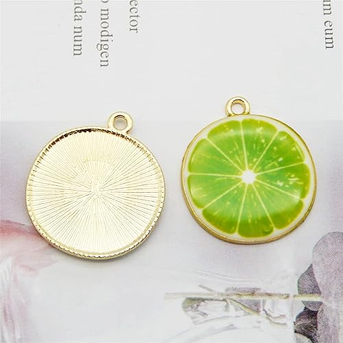 Miniatura 6 de JJG Race - Juego de 40 dijes chapados en oro surtidos de limón, sandía, naranja, fresa, manzana, delicados, colgantes de frutas para aretes,