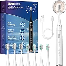 Seago Sonic Electric Toothbrush, Ultrasonic Electric Toothbrush with Pressure Sensor, 60 Days Use, 8 Heads, Stand and Timer, 5 Modes, IPX7 Waterproof, SG2782, White