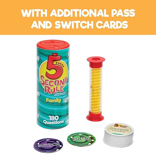 Miniatura 4 de 5 Second Rule Family Edition (Mini Tube) - Juego de cartas de preguntas simples para diversión familiar, fiesta, niños, viajes, noche de juegos y