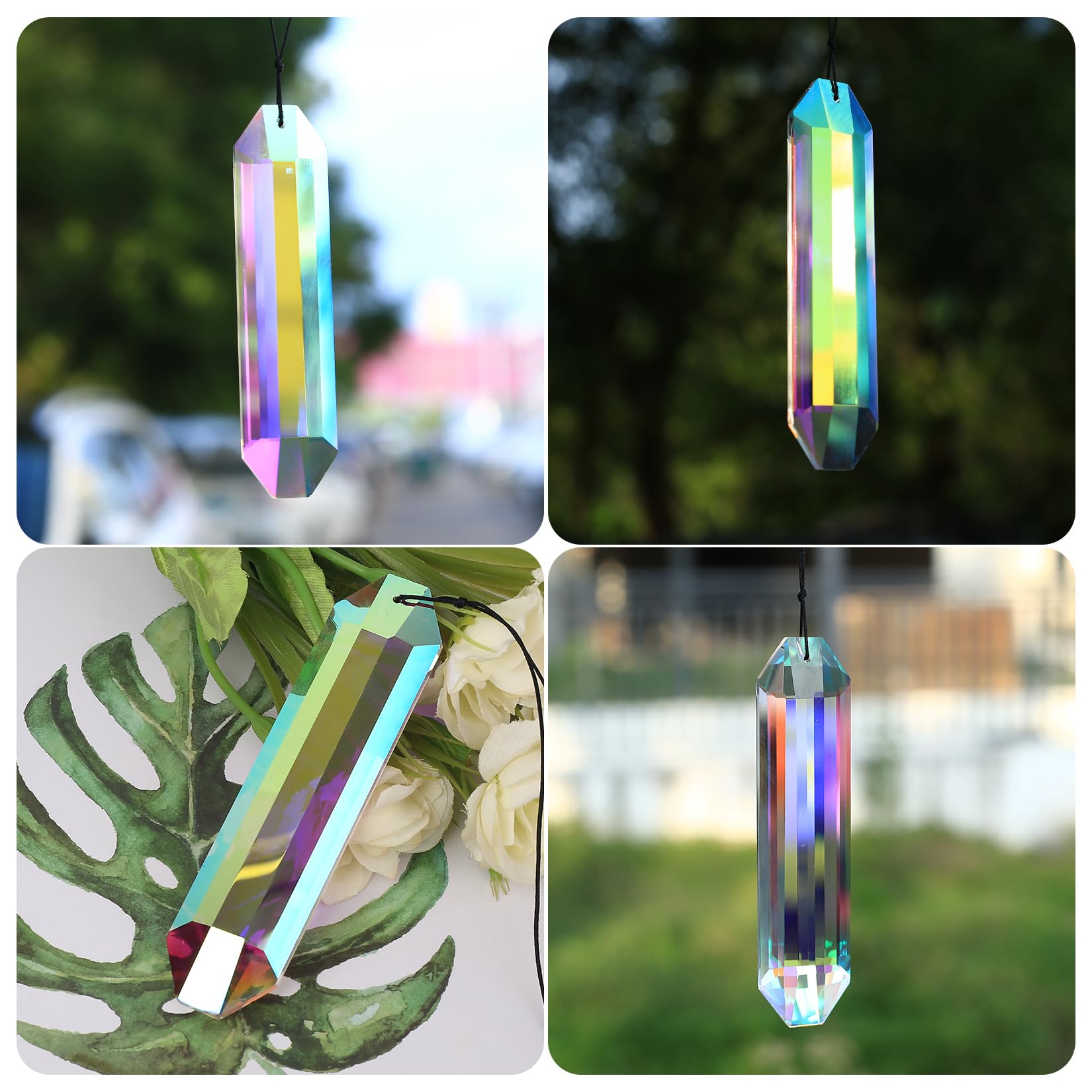 Acchiappasole Cristallo da Esterno, Acchiappa Sole Cristallo Acchiappasole da Finestra, Suncatcher Pendente Ciondolo con Prismi Esagonali per Decorazioni Casa Giardino Finestra Outdoor Appendere