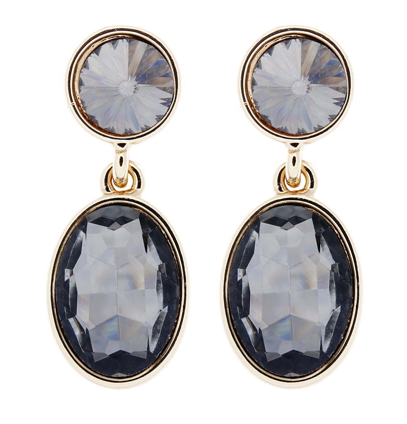 Clip-on Orecchini Bello London Modello Maddy B, Placcato Oro Con Due Cristalli Neri. Per Orecchie Non Forate. Misura: Larghezza 1,5cm X Lunghezza 3,8cm.