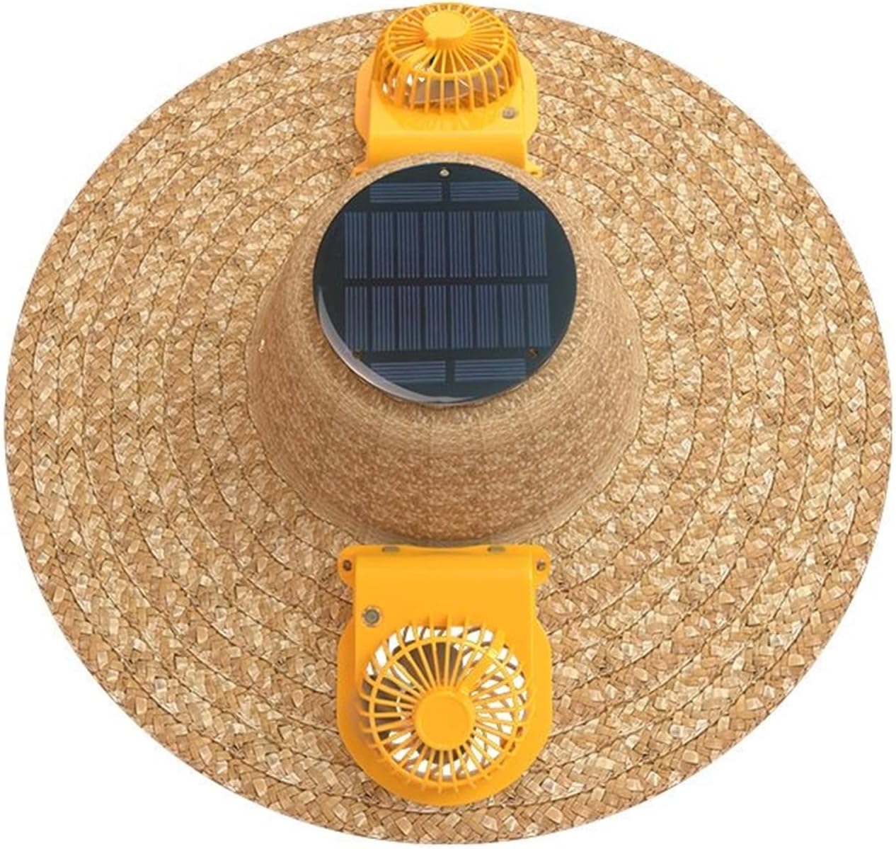 Solar-Powered Dual Fan Straw Hat | Wide Brim Sun Hat for Outdoor Work, Fishing & Gardening (Dual Cooling Fans)
