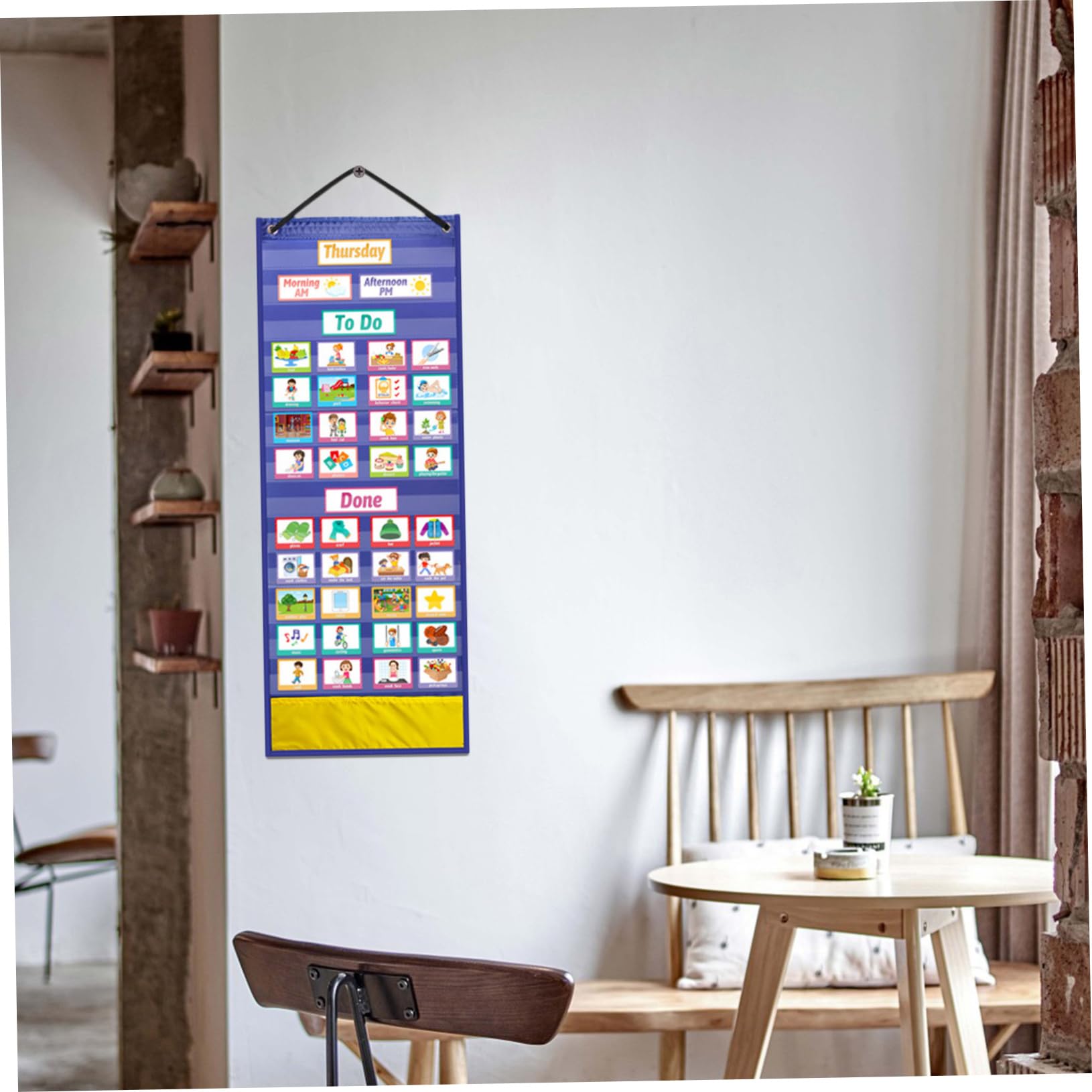 LAPYAPPE Cuadro de Rutina Diaria para Niños Pequeños Azul Visual y Práctico Calendario Escolar para Colgar Pared Horario Semanal para Uso en Hogar y Escuela