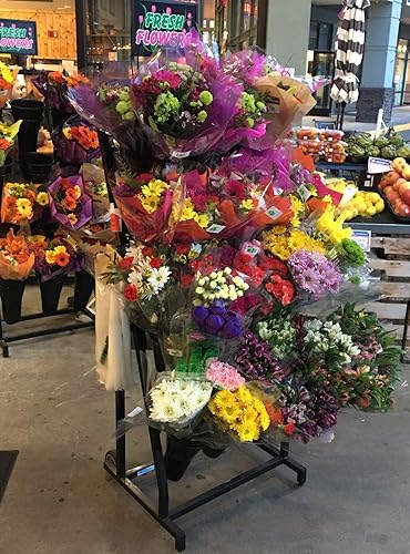 Miniatura 5 de Mobile Merchandisers Carrito floral con 12 jarrones de plástico y marco de letrero en negro dimensiones totales 24 pulgadas de ancho x 69 pulgadas