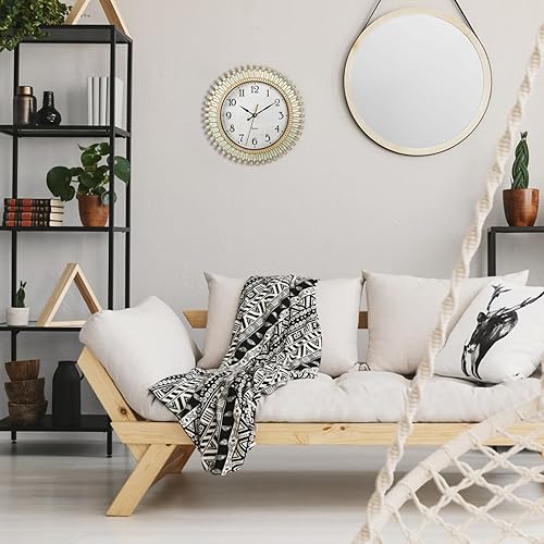 Miniatura 6 de Reloj de pared retro, reloj silencioso sin tictac de 12 pulgadas, reloj de cuarzo con pilas acuáticas, relojes vintage redondos de plástico para