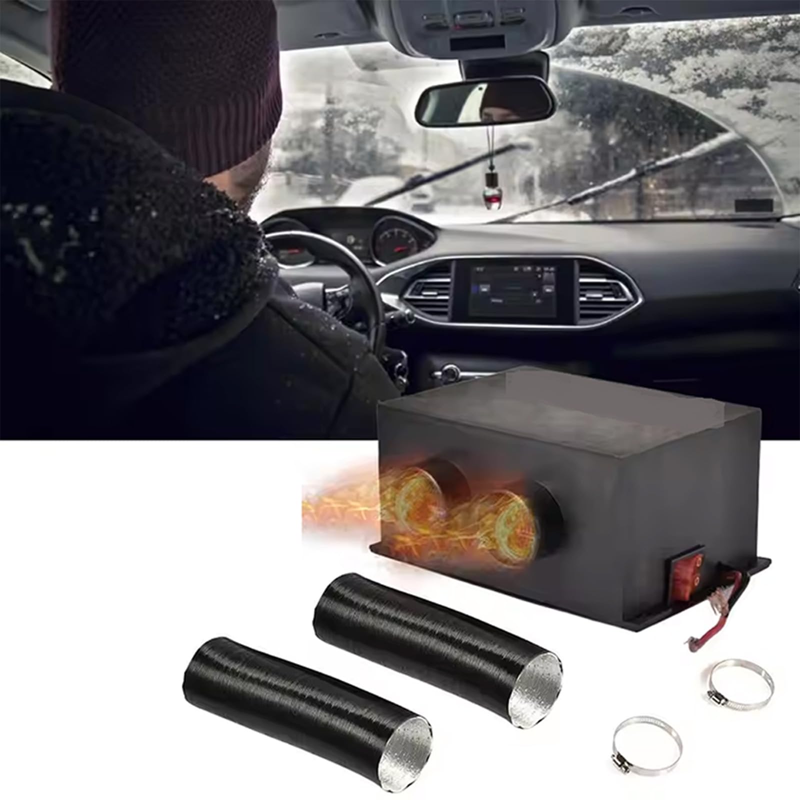 Desempañador de 2 engranajes para coche, calefacción, calentador eléctrico, 12 V-24 V, ventilador antivaho para parabrisas, descongelador rápido
