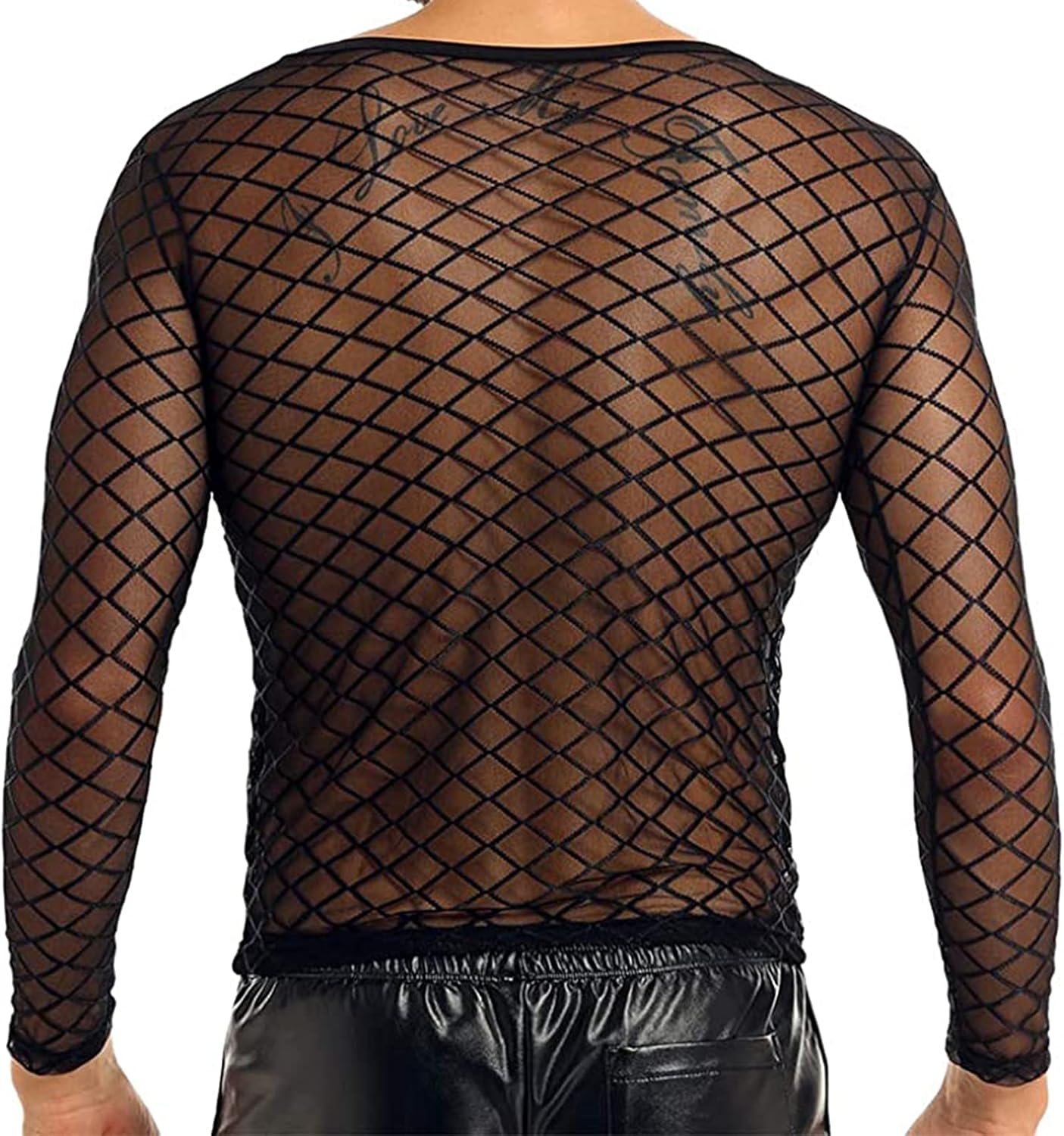 ZUYPSK Men Mesh Fishnet Long Sleeve T-Shirt See Through Sport Training Workout Tank Top Vest Clubwear - Image 2