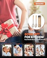 Vista 7 de Cucharas de cocina de silicona, ideales para recoger lados y servir guisos abundantes, silicona mate sin BPA, cuchara de servir con mango de madera