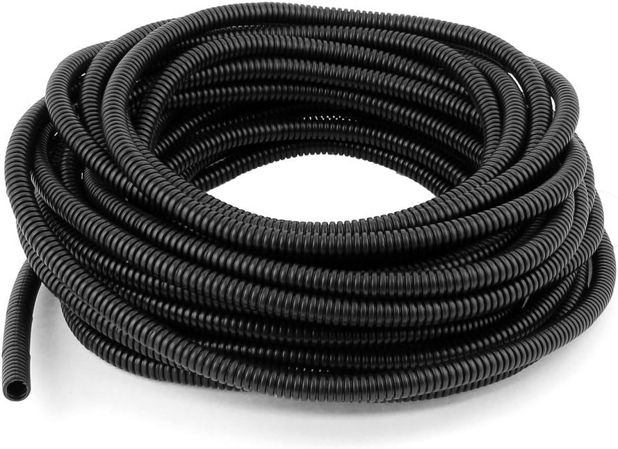 Hyflex Black Cable Tube 16MM Flexible Cable Management Sleeve | Wire Organizer to Hide Cords from TVs, PCs and Game Consoles Corrugated Wire Tubing Cable Conduit Pipe. (50 Mtr.)