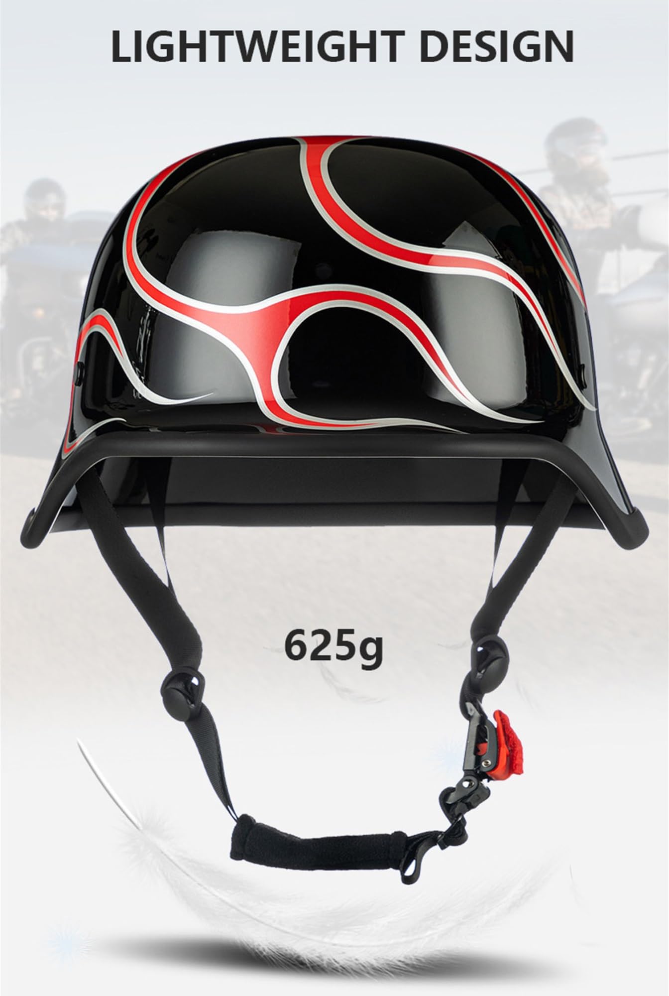 Niemiecki kask motocyklowy w stylu vintage, z homologacją ECE dla dorosłych mężczyzn i kobiet, kask retro z otwartą twarzą, z regulowaną klamrą z mechanizmem