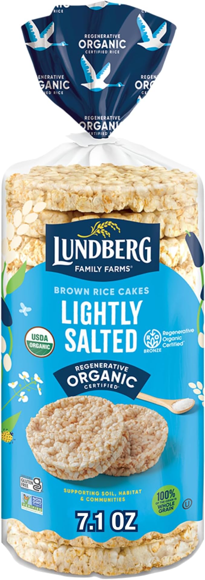Lundberg Organic Brown Rice Cakes, Lightly Salted, Gluten-Free, Vegan, Healthy Snacks, 8.5 Oz