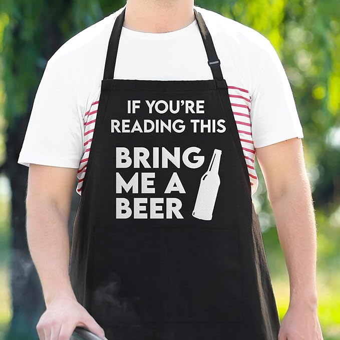 Funny Apron for Men, If You're Reading This Bring Me A Beer Apron, Gift