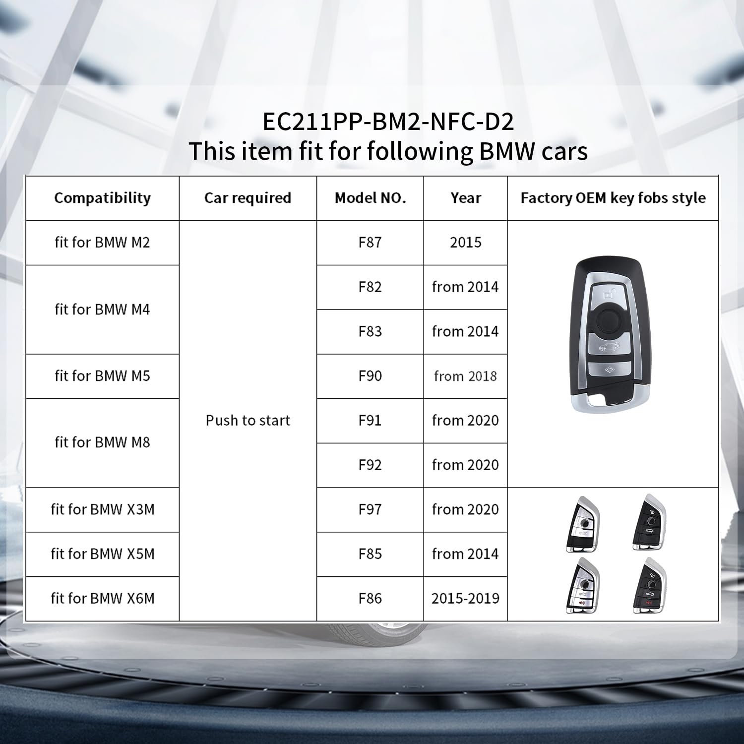 EASYGUARD EC211PP-BM2-NFC-D2-3 CAN Bus PKE Passive keyless Entry Remote Starter fit for BMW M2 F87 // M4 F82 F83 // M5 F90 // M8 F91 F92 // X3M F97 // X5M F85 // X6M F86