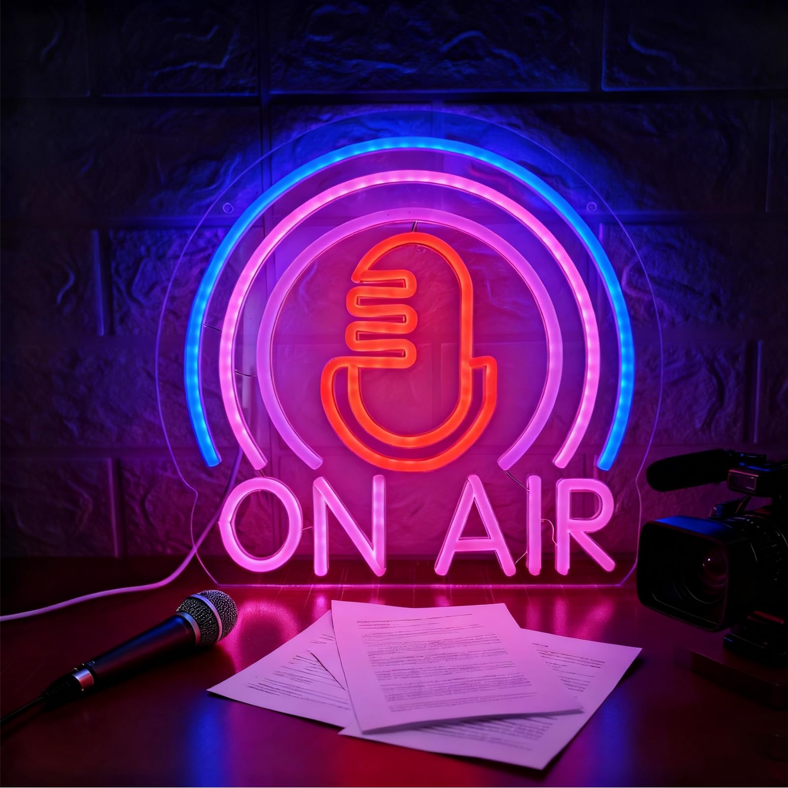 On Air Neon Zeichen LED Buchstaben Wanddekoration USB Stromversorgung Bar Club Tiktok Music Club Live Luft LED Licht Spielraum, Radio Raum (10,63 * 10,63 Zoll)