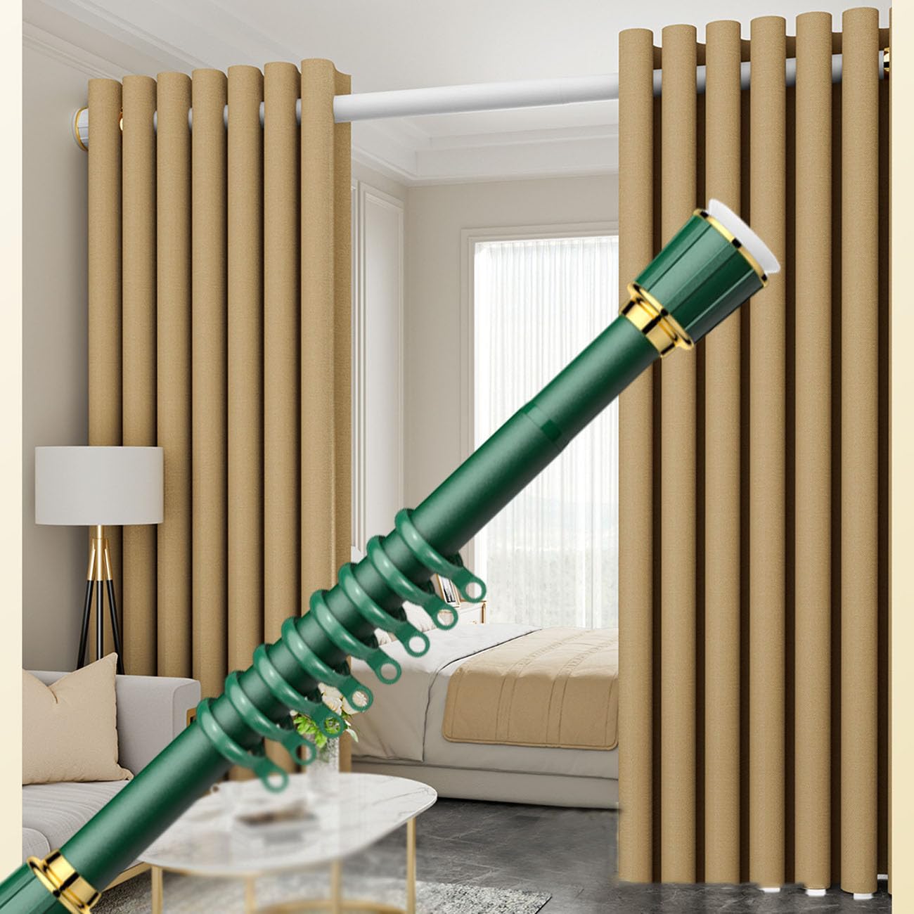 WQPMNYG Adjustable Telescopic Shower Rain RodExtendablePole for Outdoor ShowersNo Drilling 0.4m5m (Green 2.6~3.5m/102.3~137.8in) Perfect for Camping and Outdoor Use