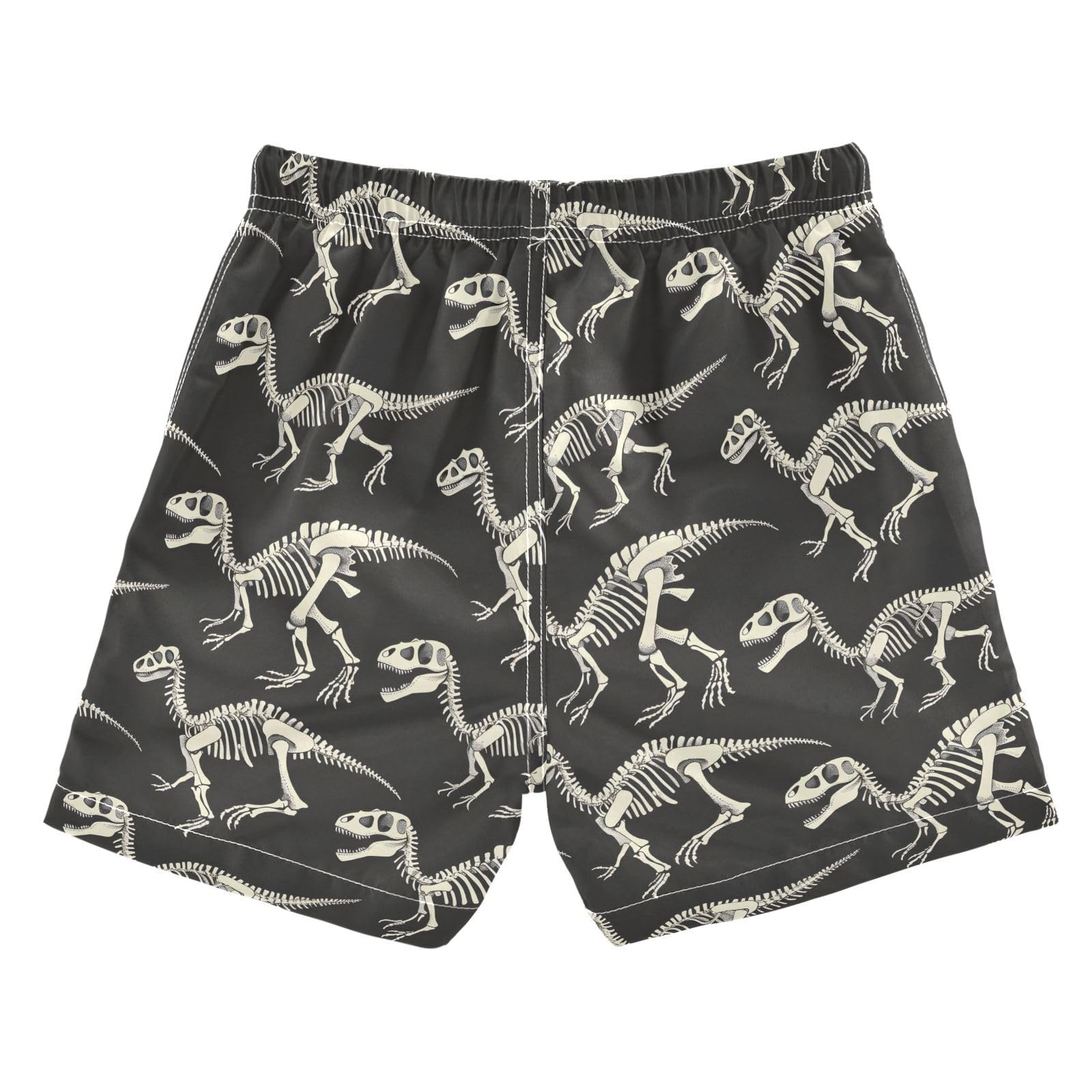 ALAZA Funny Dinosaur Skeleton Retro Boys' Swim Trunks Beach Shorts Quick Dry Swimsuit 10-12 Years