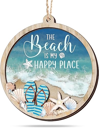 Regalos de playa para mujeres y hombres, adornos de Navidad de madera 2025 para decoración de árboles, regalos temáticos de playa para mamá, papá,