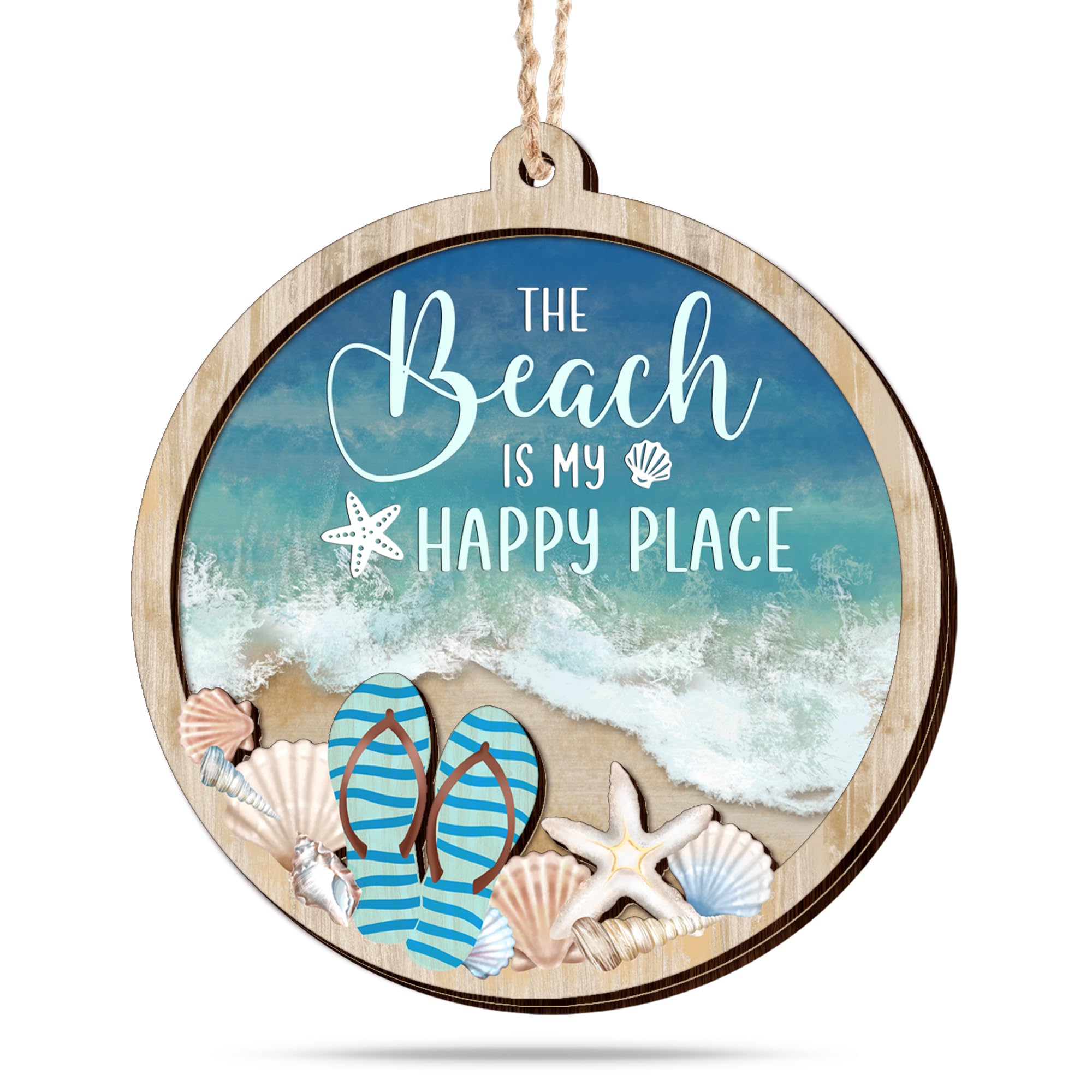 Beach Gifts for Women Men - Wooden Christmas Ornaments 2025 for Tree Decorations - Beach Themed Gifts for Mom Dad Family Friends Couple, Beachy Coastal Decor for Christmas Decorations