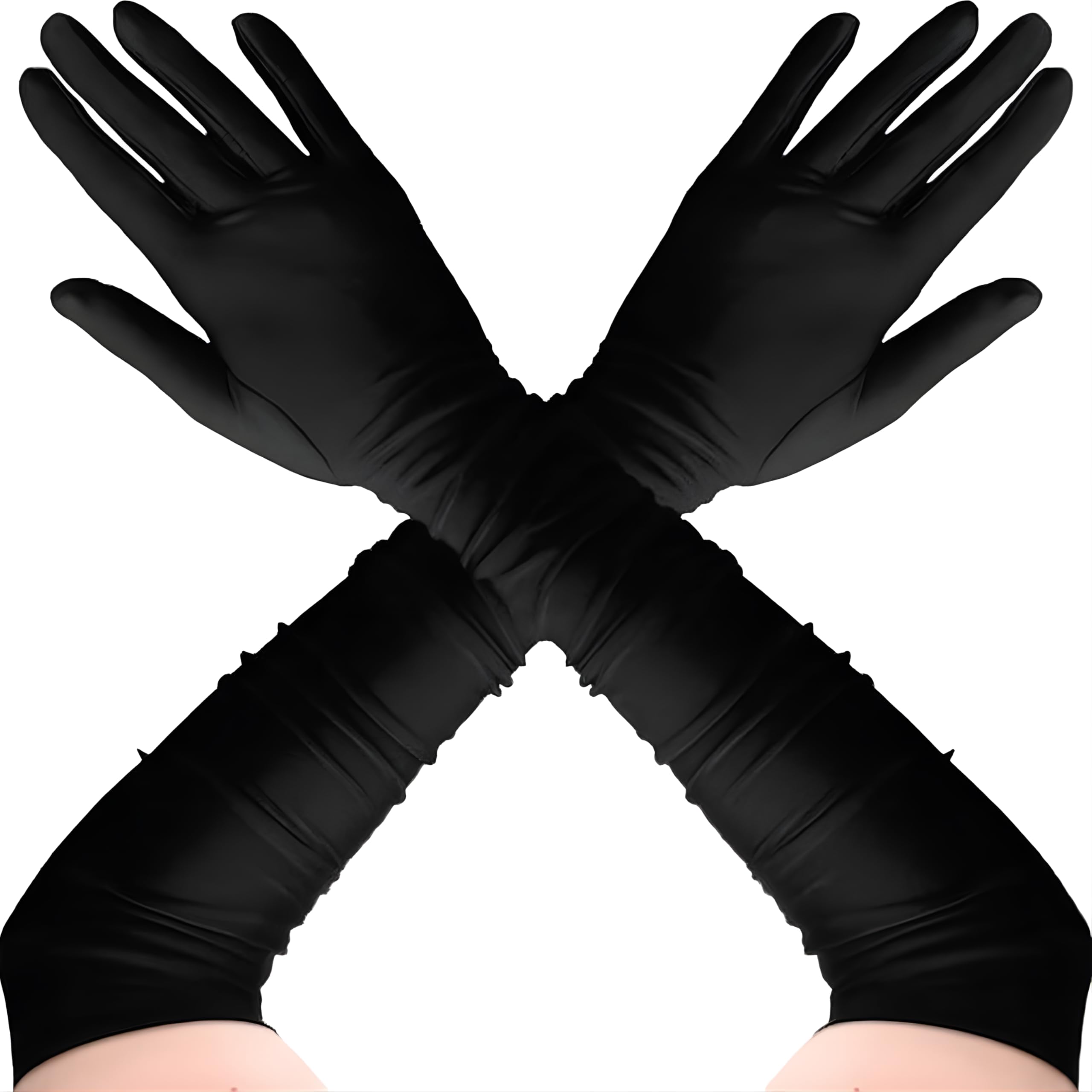 Redstar Women's Black Long Satin Elbow Length Opera Gloves For - Long Evening Gloves Fancy Dress For Prom Accessories, Bridal Fancy Dress - 1920S Accessories For Flapper Costume