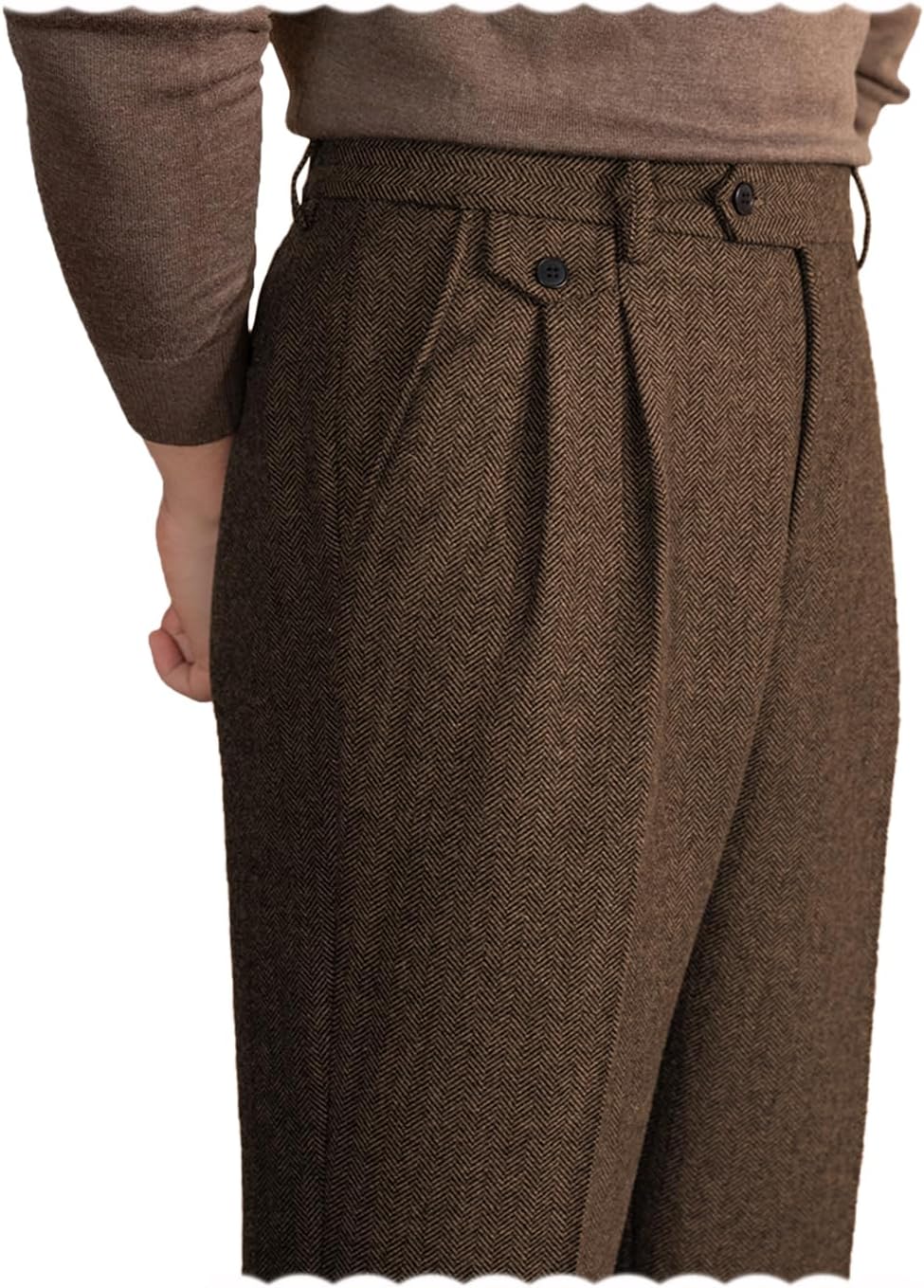 Mens Pants Tweed Herringbone Vintage Dress Pant Trousers Regular Fit Suit Pants for Men