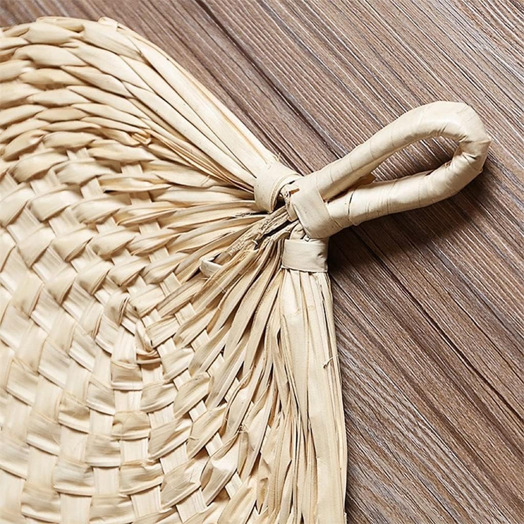 Natural Handmade Fan Chinese Hand Weaving Palm Leaf Portable Vintage Cool Children Hiking Home Decoration