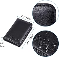 Vista 5 de Wisdompro Tarjetero de Negocios, Funda de Piel Sintética de 2 Caras para Tarjeta de Nombre, Estuche de Billetera con Cierre Magnético para Hombres