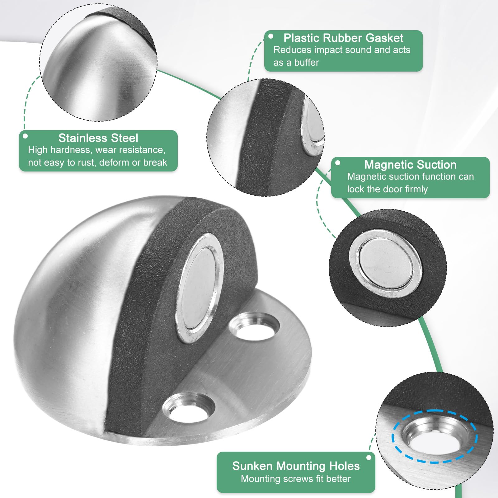 M METERXITY 2-Pack Floor Mounted Door Stops - Image 2