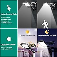 Vista 3 de Gebosun Luces de calle solares LED de 200 W, 66000 lm 6000 K, impermeable, luz de inundación solar para exteriores, luz de patio de seguridad