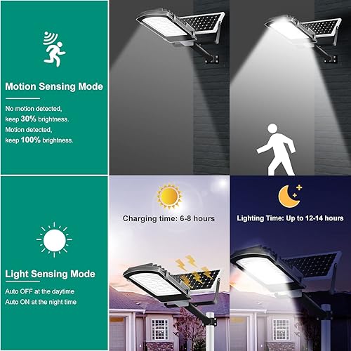Miniatura 3 de Gebosun Luces solares LED para exteriores de inundación, IP65, impermeable, luz de área de seguridad del atardecer al amanecer, 6000 K para patio,