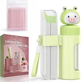 240 peças de limpador de orifício de orelha, limpador de orifício de brinco descartável, fio dental e 50 peças de cotonetes de algodão, kit de limpeza de piercing de orelha, novos piercings