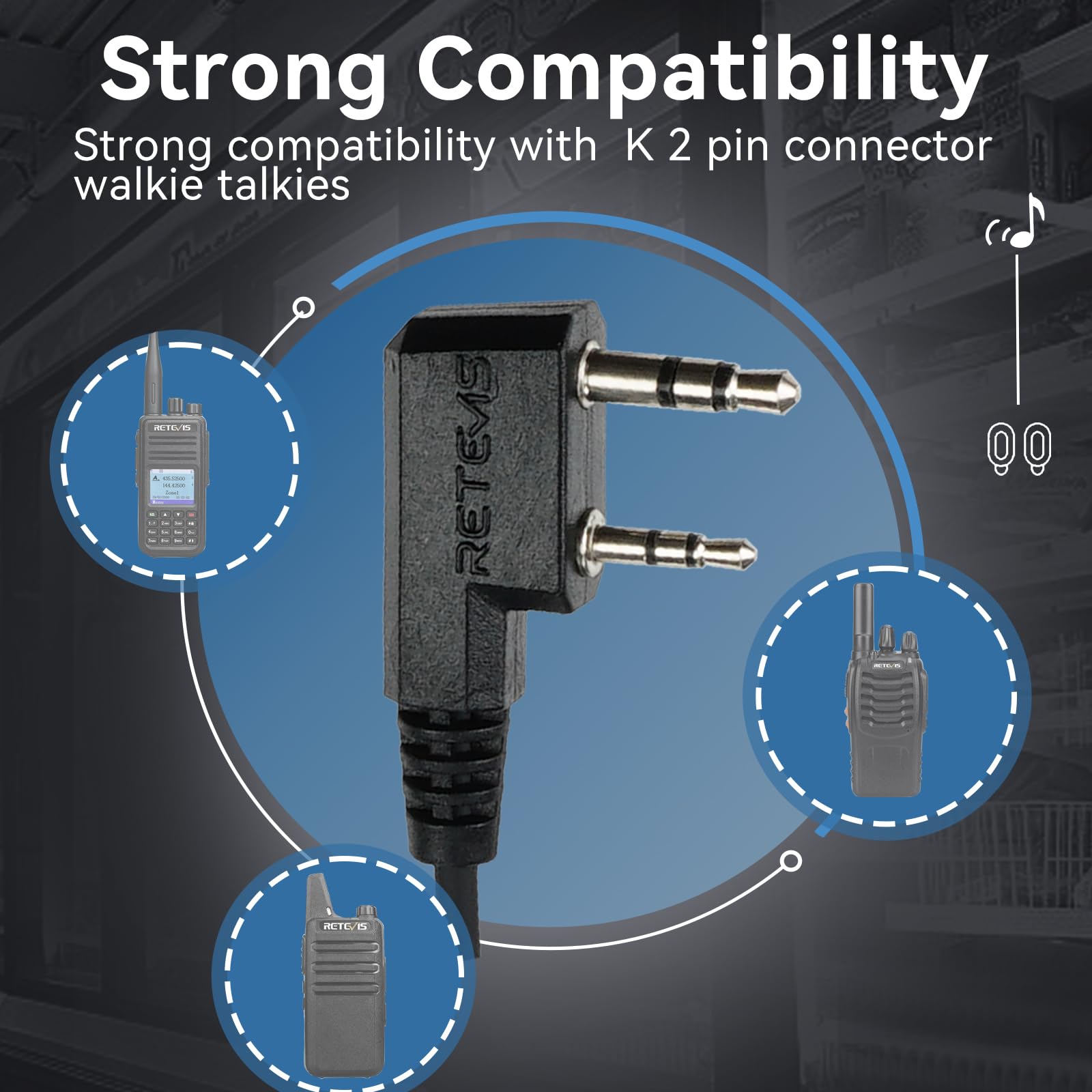 Retevis Auricolare a forma di G per walkie talkie con microfono, Big PTT RT22 RT68 H-777S RT22S RB68, compatibile con Baofeng BF-888S Arcshell pxton Walkie Talkie, auricolare radio a 2 pin a 2 vie