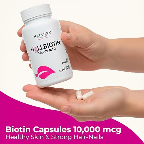 Miniatura 8 de Hallusa Natural Cápsulas de Biotina 10,000 mcg Cabello Saludable, Piel y Uñas - Pastillas para la caída del Cabello - Crecimiento del Cabello -