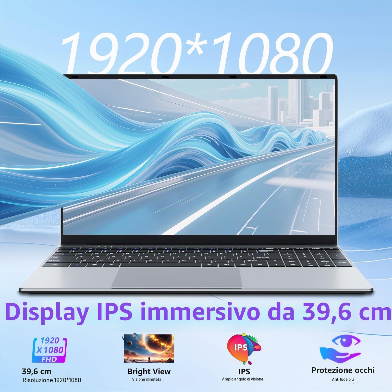 15,6 Pollici Notebook Core i5 7Y54 Processore, 16GB RAM 512GB SSD, Office 365 PC Portatile 1920*1080 FHD Schermo, Win11 Laptop Mini-HDMI USB3.0 Computer Portatile Tastiera Numerico Retroilluminata