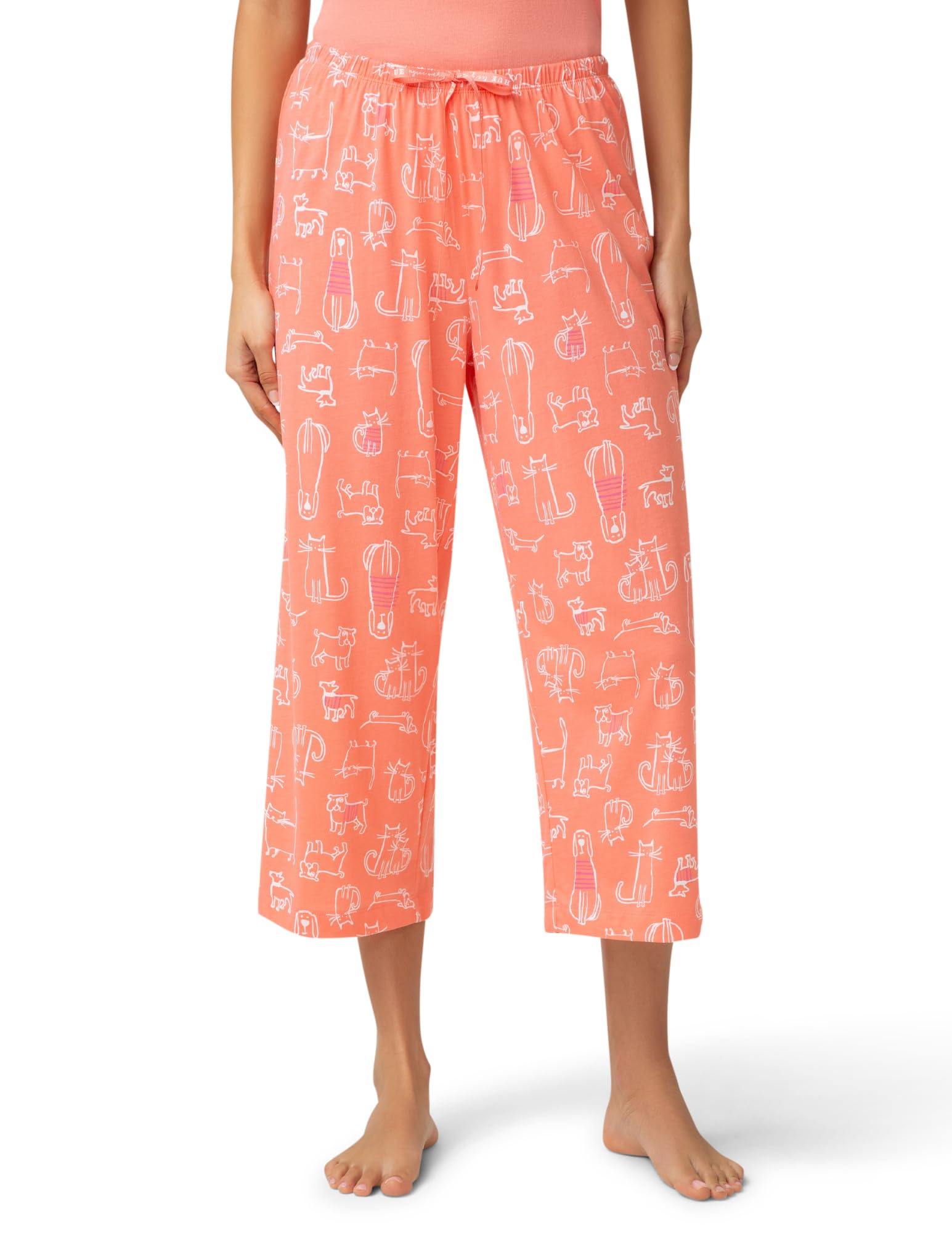 HUE Women's Summer Vacation Pajama Separates, Soft, Whimsical Print Pjs with Tropical Beach Themes, Flip Flops, Cocktails