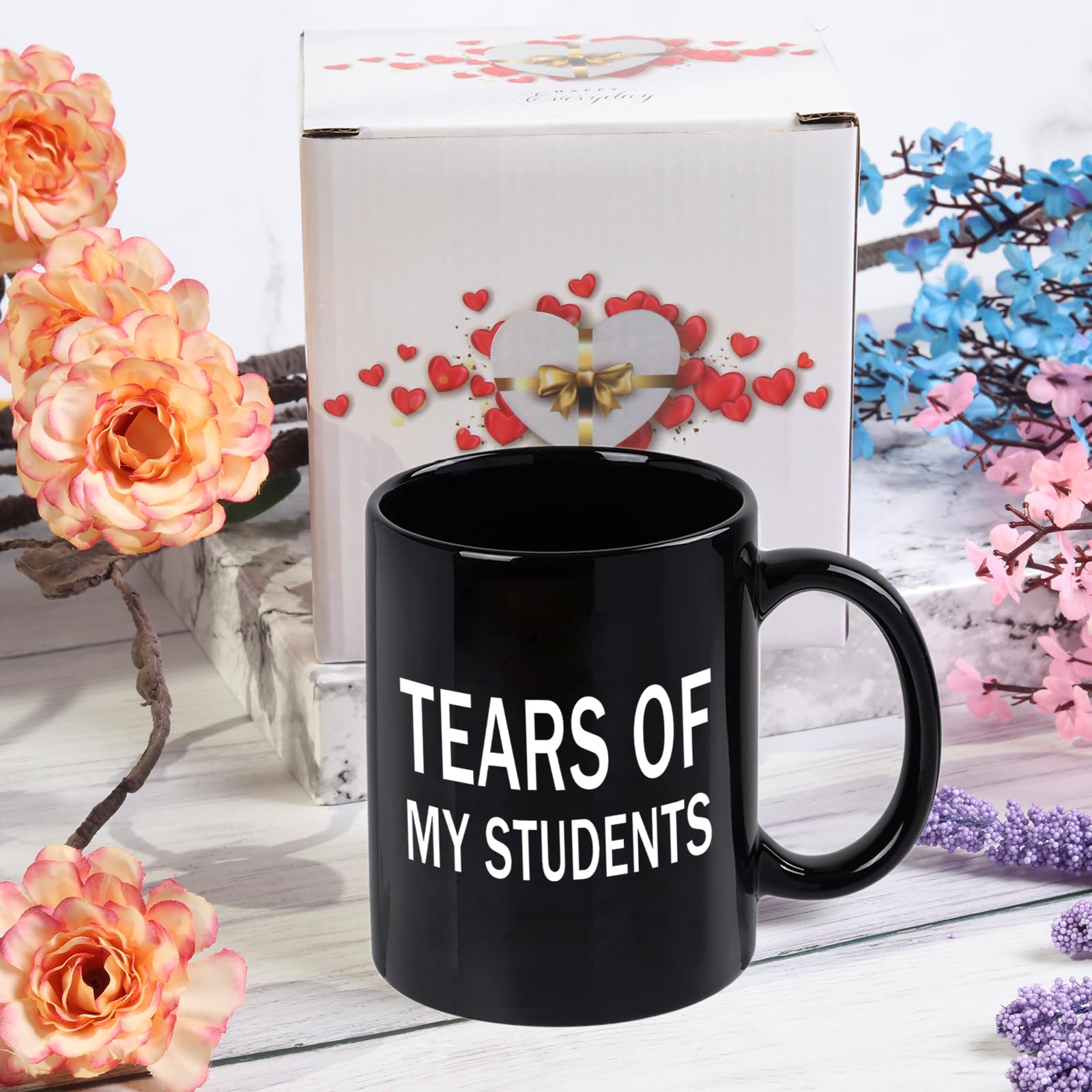 WENSSY Gifts for Teacher, Tears of My Students Mug, Funny College Professor Graduation Appreciation from Student Christmas White Elephant Gifts for Teacher 11 Ounce Black