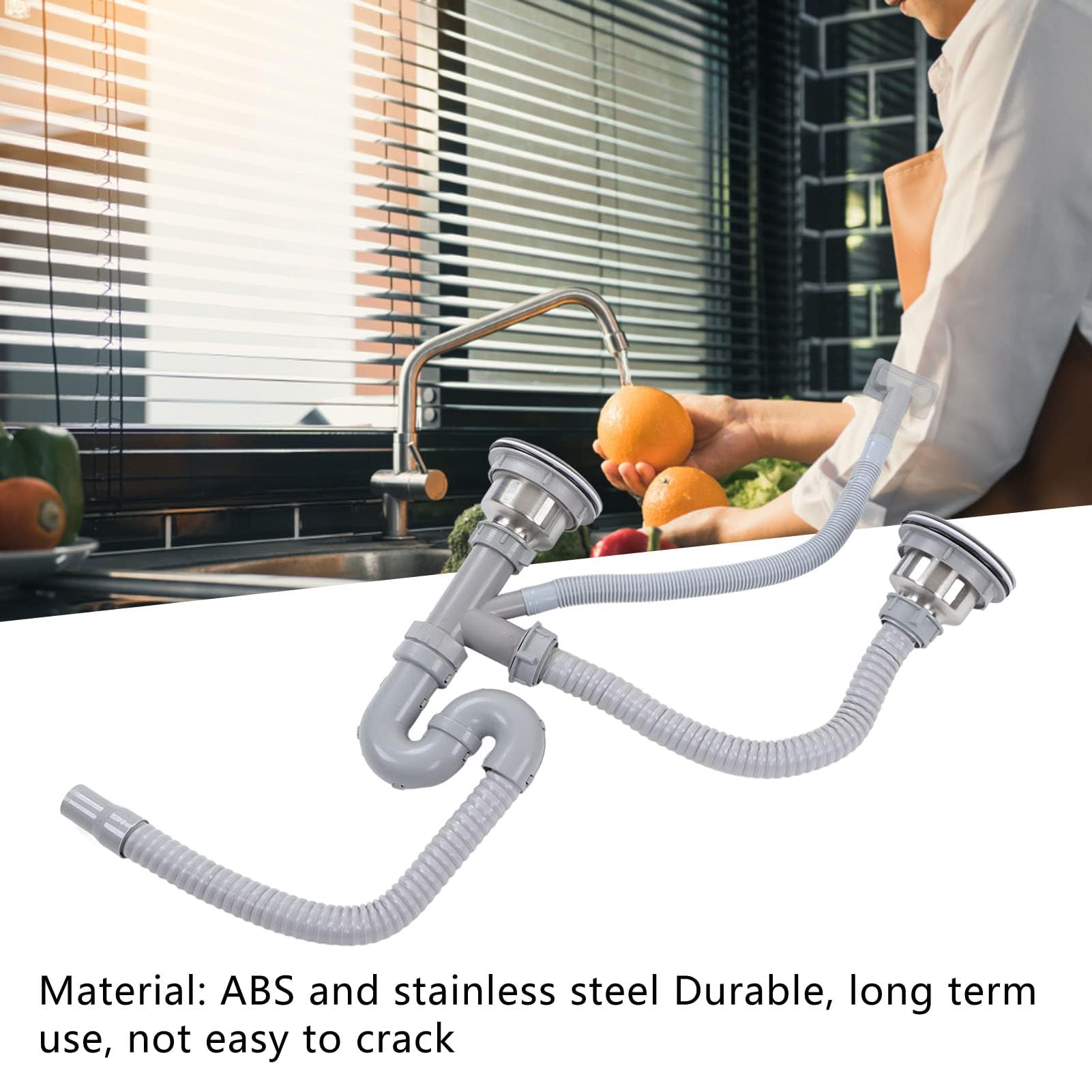 Tuyau de vidange robuste et durable pour évier de cuisine et salle de bain ensemble de tuyaux d évacuation en S courbé pour lavabo double avec conception anti fuite et facile à installer