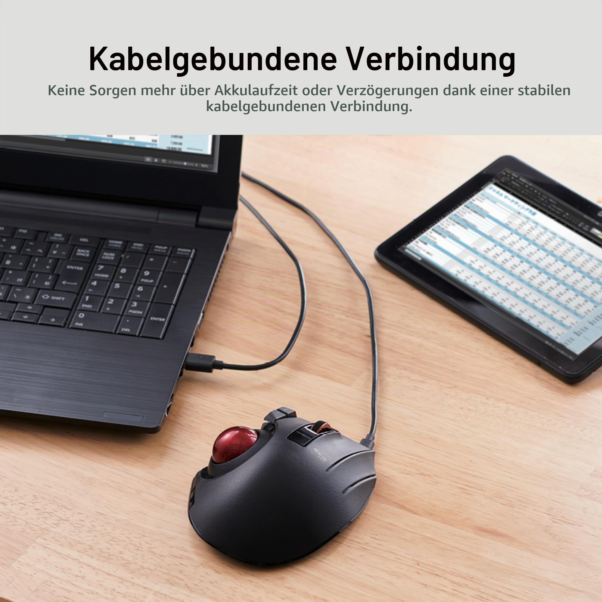 ELECOM Trackball Mouse Wireless, Ergonomic, 3Device Connection, Wired (USB), Bluetooth, Track Ball Mouse, Thumb Control, Compatible for PC, Laptop, Mac, Windows, macOS, EX-G Pro (M-XPT1MRXBK)