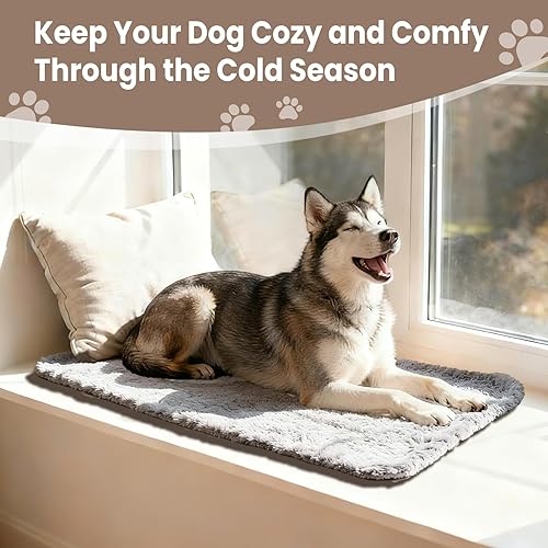 Miniatura 6 de Paquete de 2 tapetes autocalentables para perros, almohadillas térmicas de 36 x 24 pulgadas para perros medianos y grandes, suaves, gruesas y